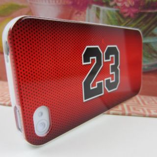 Apple iPhone 4 4S Jordan 23 Red Jersey Rubber Silicone Skin Case Phone 