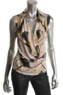 Anne Klein New Multi Color Silk Tango Wrap Cap Sleeves Blouse Top 12 