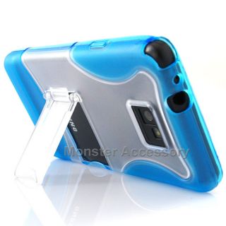 Aqua Blue Kickstand Softgrip Gel Case Samsung Galaxy S2