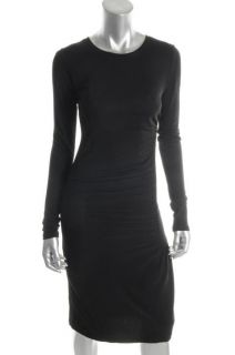 Anne Klein New Black Long Sleeve Ruched Work Dress M BHFO
