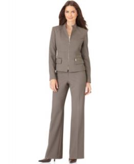Anne Klein New Kyanite Green Long Sleeve Zip Front Pant Suit 14 14 