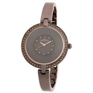 Anne Klein Polished Brown IP Metal Band Crystal Dial Womens Watch 10 