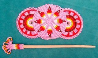 Deluxe Native American Indian Beaded Hair Barrette Pink
