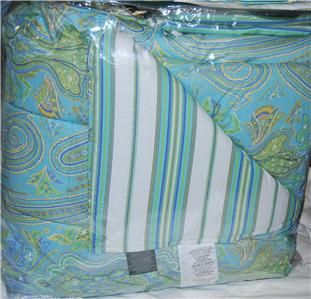 Ralph Lauren Remington Aqua Paisley Stripe Queen Comforter Set New 1st 