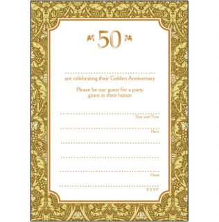 Pack of 10 Golden Wedding Anniversary Party Invitations 50 Years Ann 