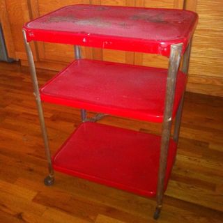   50s Kitchen Metal Appliance Cart Stand Table Chrome Steampunk