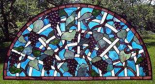 policies trellis of grapes arched stained glass window fx 207