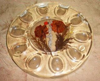   Retro 1974 Acrylic Deviled Egg Tray Dried Flowers Plate Platter