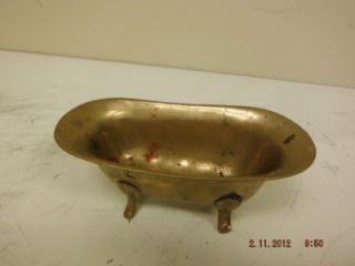 Vintage Footed Brass Bath Tub Soap Dish Bronze L K Cute  
