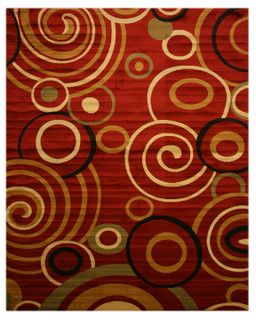 Contemporary Modern Red Lunar Area Rug Runner All Available Sizes 