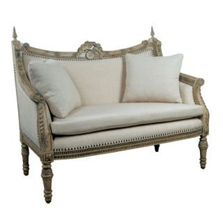   Provincial Love seat Settee Sofa Antique Distress White Solid Mahogany