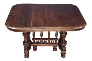 Antique Dutch Solid Oak Carved Dining Table