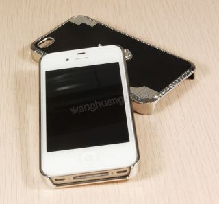 Luxury Bling Diamond Apple Logo Hard Skin Cover Case for iPhone 4 4G 