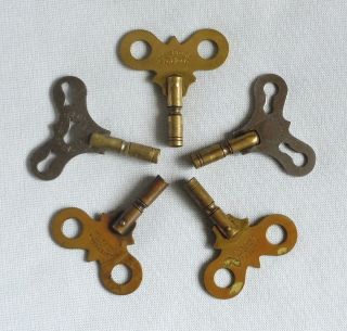 Antique WATERBURY Clock Co Keys USA Lot of 5 for Shelf Mantel Mantle 
