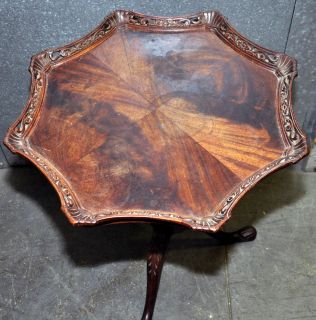 AN ANTIQUE WEIMAN FURNITURE OCTAGONAL PIE CRUST HEAVILY CARVED BORDER 