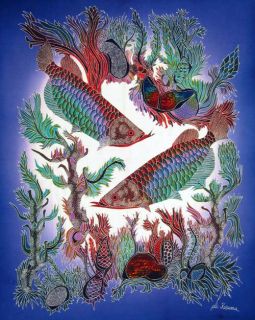 Very beautiful Arowana fish painting with beautiful colors w200