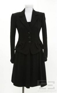 Armani COLLEZIONI 2pc Black Knit Sleeveless Dress Jacket Set Size 8 6 