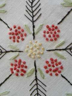 Vintage Arts & Crafts Embroidered Linen Tablecloth & Napkins