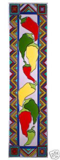 Chili Pepper Ristra Art Glass Suncatcher 10x42 Window