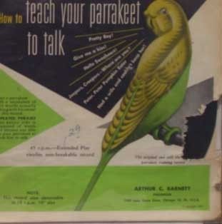 Arthur C Barnett Teach Your Parakeet to Talk 7 VG Barnett Ezcw 8699 