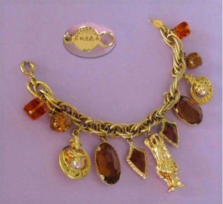   NYC Camelot King Arthur Amber Crystal Charm Bracelet