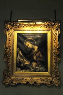 description beautiful period french painting of virgin mary with baby 