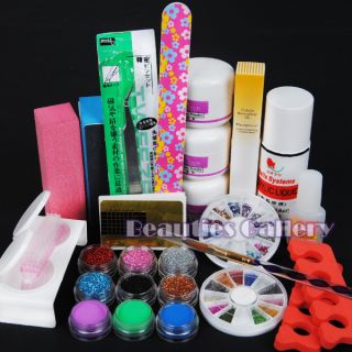 Pro Acrylic Powder Liquid Kits Nail Art Tip Kit Dust Polish Set Kits 