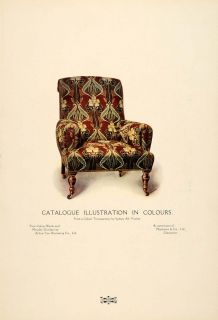 1907 Print Wing Chair Upholstered Fabric Furniture Vintage Sydney ALF 