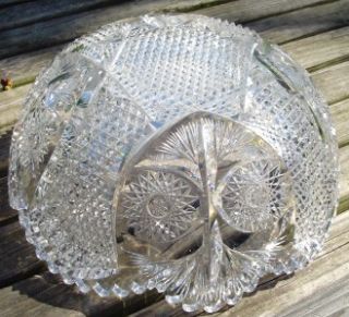 Stunning Antique abp Signed Fry Cut Glass Bowl American Brilliant 
