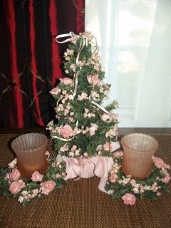 ARTIFICIAL MINIATURE VICTORIAN CHRISTMAS TREE W CANDLE RINGS AND 