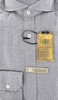 New $375 Borrelli Light Gray Shirt 15 5 39