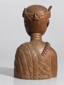 old african carved wood portrait bust ashanti king