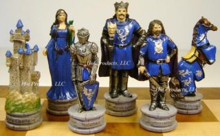 Medieval Times King Arthur Chess Set 17 Burlwood Board