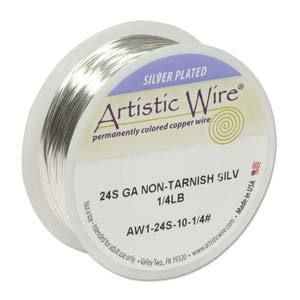 Artistic Wire Non Tarnish Silver 24ga 1 4lb Spool 41541 Round Shiny 