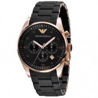   Mens Black Gold Chronograph Emporio Armani Watch AR5905 RRP299