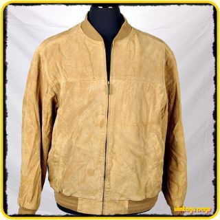 John Ashford Soft Leather Jacket Bomber Mens Size M Medium Buff 