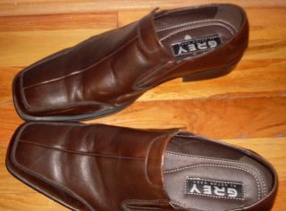 Mens Grey by Aston Grey Brown Leather Slip on 10 5 M