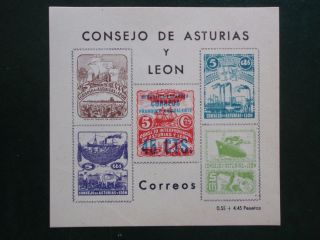 Spain Civil War 1937 Asturias Y Leon Unlisted Block