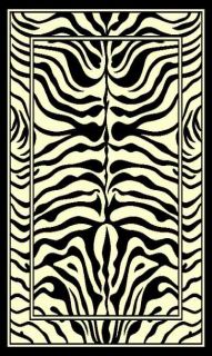 Zebra Skin Print Woven 5x8 Area Rug Off White new ACTUAL SIZE 52 x 7 