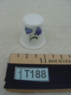 ST ANDREWS POTTERY SCOTLAND CERAMIC THIMBLE PURPLE LILY OF THE VALLEY 