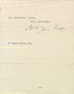 Arthur J Balfour Typed Letter Signed 08 19 1909