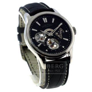 Armand Nicolet L08 Steel Watch with Black Dial Skeleton Detail 9620A 