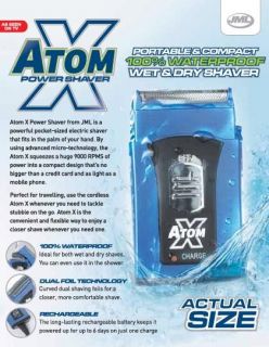 Genuine JML Atom X cordless rechargeable wet & dry micro shaver razor 