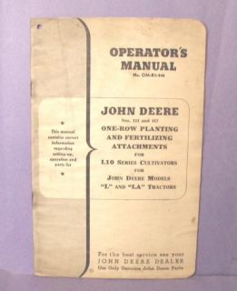 John Deere Manual 111 117 One Row Planting Attachments