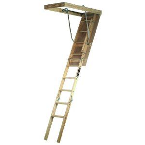 Louisville Ladder S224P 250 Pound Duty Rating Wooden Attic Ladder Fits 