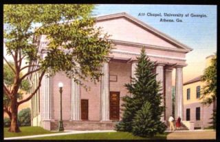 ga university of georgia athens chapel linen postcard