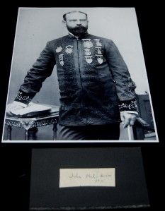 RARE Composer Conductor John Philip Sousa Signed Cut and Great Print D 