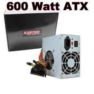 Kentek 600W Watt ATX Computer Power Supply 2 Fan SATA