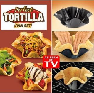   new original as seen on tv perfect tortilla pan set of 4 moulded pan