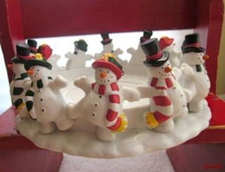 Partylite Frolicking Frostys Frosties Snowmen 3 Wick Candleholder 